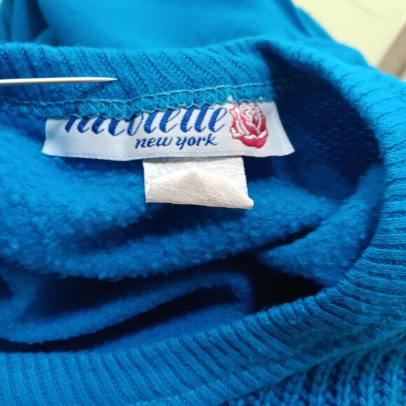 Medium Vintage 1980's New Wave Knit Sweatshirt Buckle Strap Pockets Nicolette - Picture 8 of 8